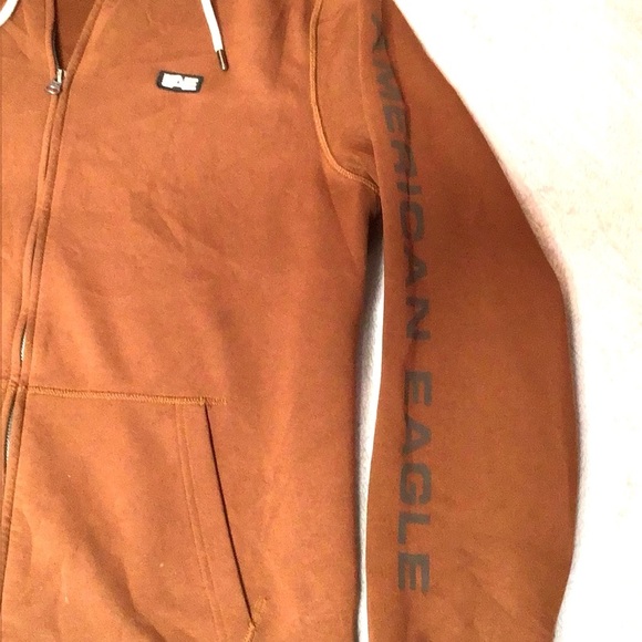 Men’s American Eagle Brown Tan Zip Up Sweatshirt Hoodie Size MT(Medium Tall) - Picture 2 of 11